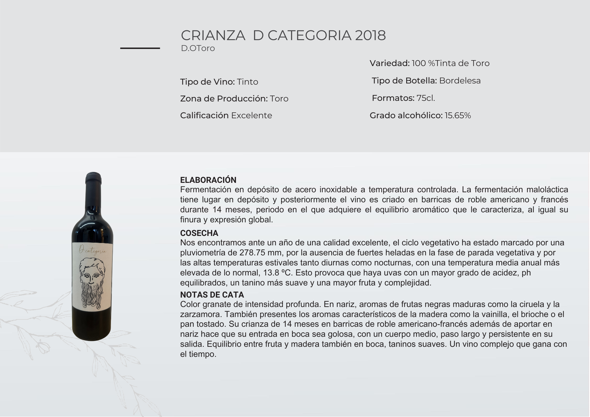 Vino tinto Crianza, DO Toro