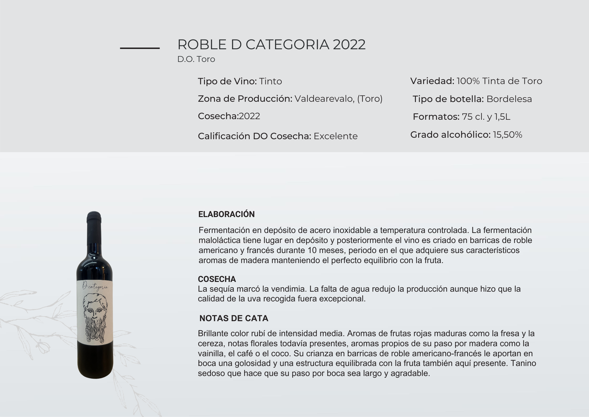 Vino tinto Roble, DO Toro